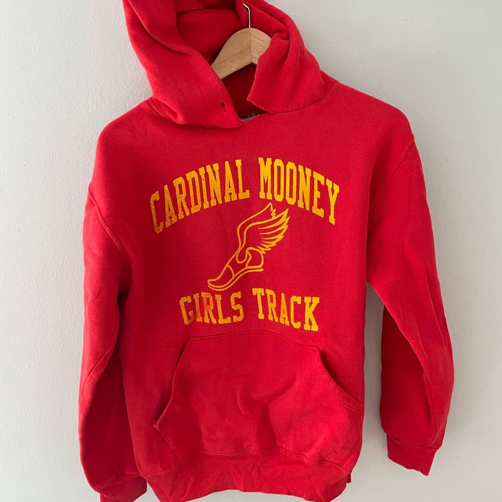 Vintage Red Track Hoodie - Russell Athletic Size M